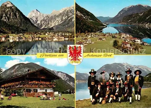 AK / Ansichtskarte Pertisau_Achensee Panorama Alpen Gasthof Pension Trachtengruppe Pertisau Achensee