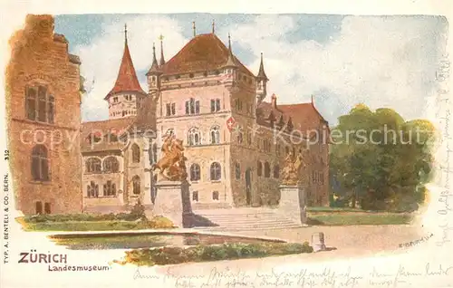 AK / Ansichtskarte Zuerich_ZH Landesmuseum Kuenstlerkarte Zuerich_ZH