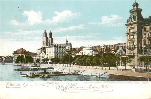 AK / Ansichtskarte Zuerich_ZH Sonnenquai an der Limmat Zuerich_ZH