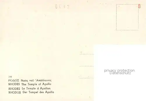 AK / Ansichtskarte Rhodos_Rhodes_aegaeis Tempel des Apollo Rhodos_Rhodes_aegaeis