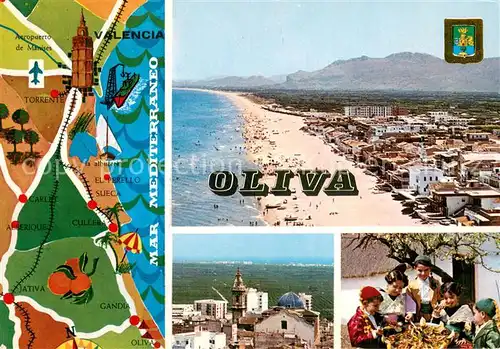 AK / Ansichtskarte Oliva_Valencia_ES Strandpartie Panorama Trachtenkinder 