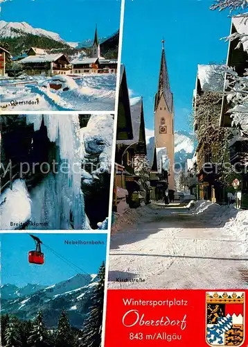 AK / Ansichtskarte Oberstdorf Breitachklamm Nebelhornbahn Kirche Kirchstrasse Oberstdorf