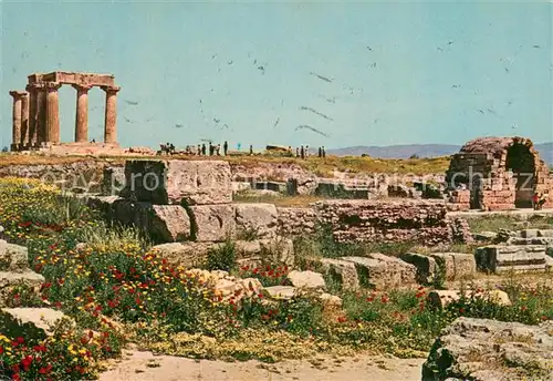 AK / Ansichtskarte Corinth_Corinthe_Korinth_Korinthia_Greece Laeden und Tempel des Apollo 
