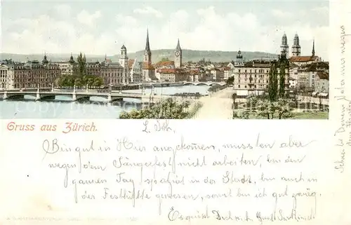 AK / Ansichtskarte Zuerich_ZH Stadtpanorama Limmat Bruecke Zuerich_ZH
