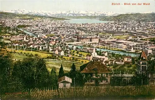 AK / Ansichtskarte Zuerich_ZH Panorama Blick von der Waid Zuerichsee Alpen Zuerich_ZH