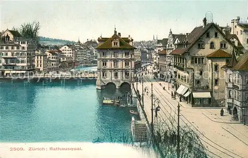 AK / Ansichtskarte Zuerich_ZH Rathausquai Limmat Bruecke Zuerich_ZH