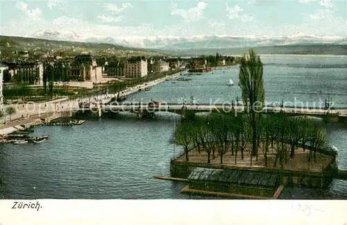 AK / Ansichtskarte Zuerich_ZH Limmat Bruecke Zuerichsee Alpen Zuerich_ZH