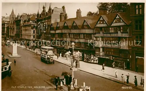 AK / Ansichtskarte London__UK Old Staple Inn Holborn Doppeldeckerbus Denkmal 