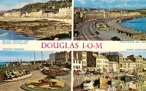 AK / Ansichtskarte Douglas__IOM_Isle_of_Man_UK Palace Terrace and Queens Promenade Bay Sunken Gardens Inner Harbour 