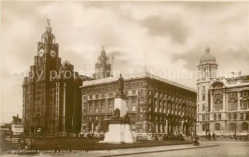 AK / Ansichtskarte Liverpool__UK Liver & Cunard Buildings and Dock Offices Monument 