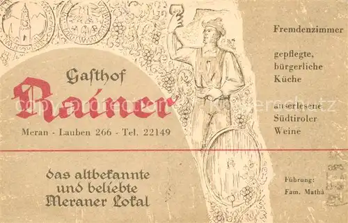AK / Ansichtskarte Meran_Merano Gasthof Rainer Meran Merano