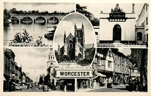 AK / Ansichtskarte Worcester__UK Bridge and River Severn Royal Porcelain Works The Cross Friar Street 