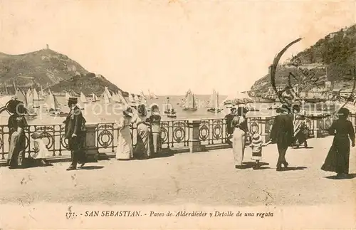 AK / Ansichtskarte San_Sebastian__Pais_Vasco_ES Paseo de Alderdieder y detalle de una regata 
