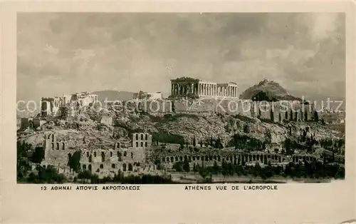 AK / Ansichtskarte Athenes_Athen Acropole Antike Staette Akropolis Athenes Athen