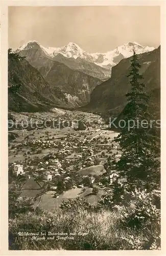 AK / Ansichtskarte Wilderswil Panorama Blick gegen Eiger Moench und Jungfrau Berner Alpen Wilderswil