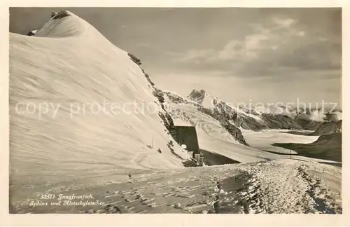 AK / Ansichtskarte Jungfraujoch_3457m_BE Shpinx und Aletschgletscher Bergwelt Berner Alpen 