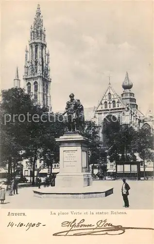 AK / Ansichtskarte Anvers_Antwerpen La place Verte et la statue Rubens Anvers Antwerpen