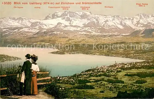 AK / Ansichtskarte Zuerichsee_ZH Blick vom Uetliberg auf See und Glaernischkette Zuerichsee ZH