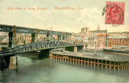 AK / Ansichtskarte Newcastle__UK Upon Tyne_North_East High Level and Swing Bridges 