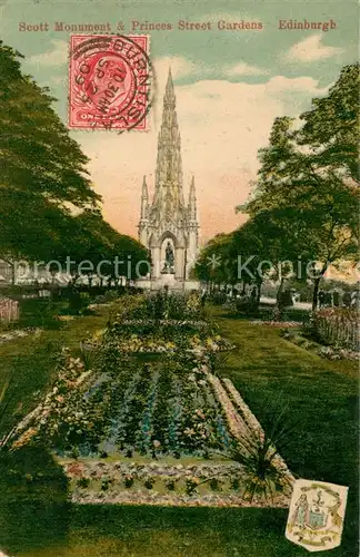 AK / Ansichtskarte Edinburgh__Scotland_UK Scott Monument and Princes Street Gardens 