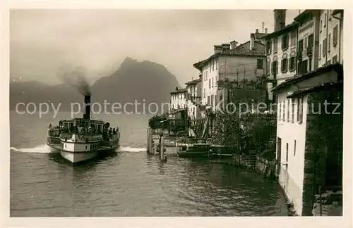 AK / Ansichtskarte Gandria_Lago_di_Lugano Fahrgastschiff Haeuserpartie am Luganersee Gandria_Lago_di_Lugano