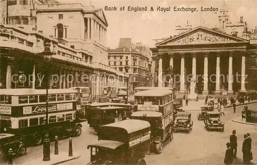 AK / Ansichtskarte London__UK Bank of England and Royal Exchange Automobil Doppeldeckerbus 