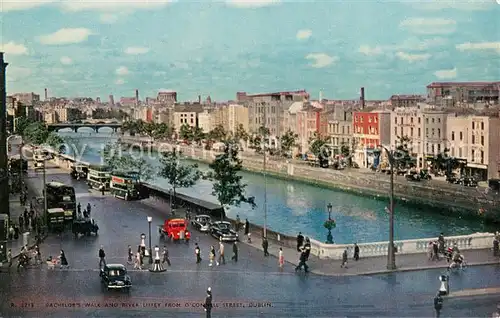 AK / Ansichtskarte Dublin__Ireland_UK Bachelors Walk and River Liffey from O Connell Street Valentines Post Card 