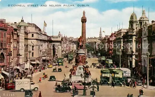 AK / Ansichtskarte Dublin__Ireland_UK O Connell Street and Nelson Pillar Monument Valentines Post Card 