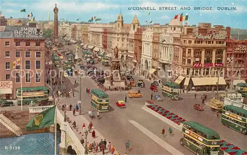 AK / Ansichtskarte Dublin__Ireland_UK O Connell Street and bridge Valentines Post Card 