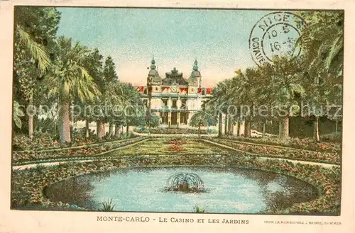 AK / Ansichtskarte Monte Carlo_Monaco Le Casino et les jardins Liste de prix Kuenstlerkarte 