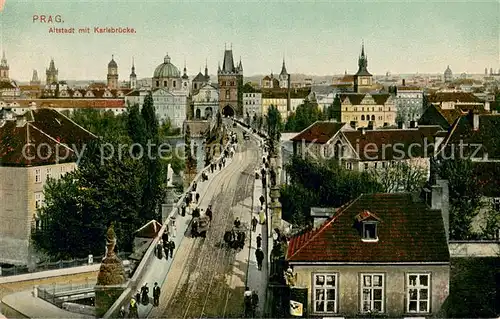 AK / Ansichtskarte Prag__Prahy_Prague Altstadt mit Karlsbruecke 
