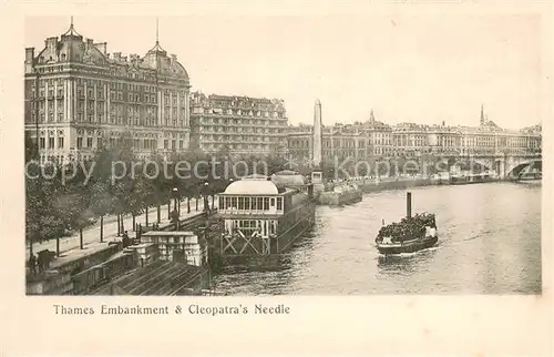AK / Ansichtskarte London__UK Thames Embankment and Cleopatras Needle 