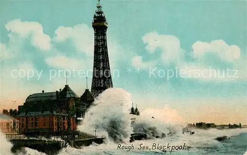 AK / Ansichtskarte Blackpool_UK Rough sea Tower 