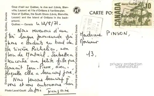 AK / Ansichtskarte Quebec_Canada Panorama Rive sud Ile d Orleans 