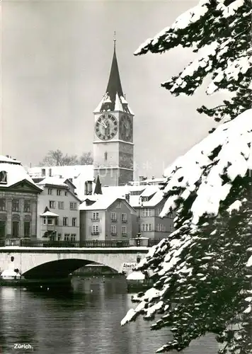 AK / Ansichtskarte Zuerich_ZH Blick ueber die Limmat zur Kirche Zuerich_ZH