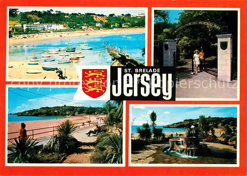 AK / Ansichtskarte St_Brelade_Jersey_UK Strand Brunnen Sir Winston Churchill Memorial Park 