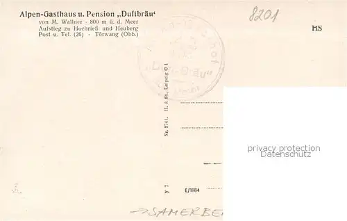 AK / Ansichtskarte Toerwang Alpen Gasthausu. Pension Duftbraeu Terrassenansicht Toerwang