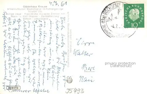 AK / Ansichtskarte Bischofsgruen Gaestehaus Krause Aussenansicht Bischofsgruen