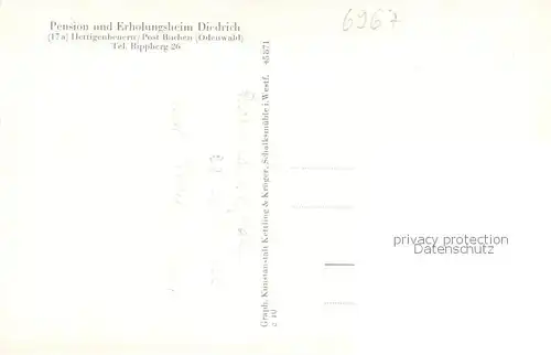 AK / Ansichtskarte Hettigenbeuern Pension u. Erholungsheim Diedrich Innenansichten d. Speisesaals u. Diele Hettigenbeuern