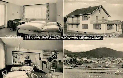 AK / Ansichtskarte Bischofsmais Gesamtansicht u. Cafe Pension Steinmetz m. Fremdenzimmern Bischofsmais