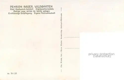 AK / Ansichtskarte Gschwend_Gaildorf Pension Bauer. Wildgarten m. Hagturm u. Bergsee Gschwend Gaildorf