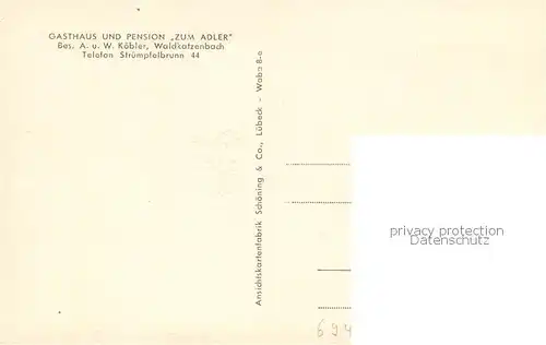 AK / Ansichtskarte Waldkatzenbach Gasthaus Pension Zum Adler Aussenansicht Waldkatzenbach