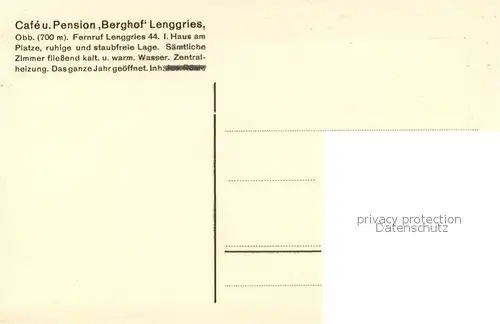 AK / Ansichtskarte Lenggries Berghof Lenggries Aussenansicht Lenggries