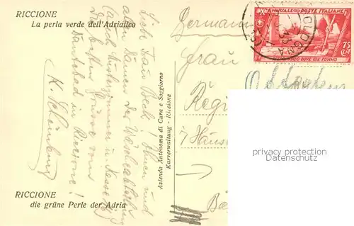 AK / Ansichtskarte Riccione_Rimini_IT Am Strand m. Booten 