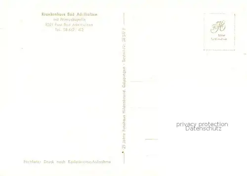 AK / Ansichtskarte Bad_Adelholzen_Oberbayern Krankenhaus Bad Adelholzen Aussenansicht Bad_Adelholzen_Oberbayern