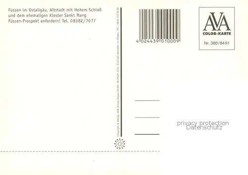 AK / Ansichtskarte Fuessen_Allgaeu Fliegeraufnahme Altstadt m. Hohem Schloss ehem. Kloster Sankt Mang Fuessen Allgaeu