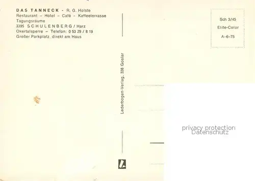 AK / Ansichtskarte Schulenberg_Oberharz Restaurant Das Tanneck See Kaffeeterrasse Schulenberg_Oberharz