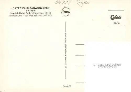 AK / Ansichtskarte Zwiesel__Niederbayern Bayerwald Baerwurzerei Probierstube Destillierblase 