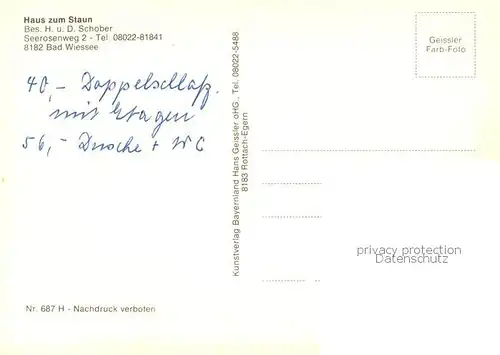 AK / Ansichtskarte Bad_Wiessee Haus zum Staun Aussenansicht Bad_Wiessee