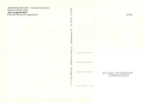 AK / Ansichtskarte Burgsinn Gasthaus Bayer. Hof Zum singenden Wirt Burgsinn